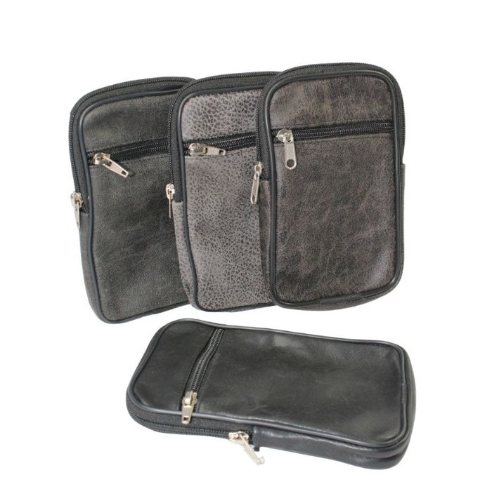 Skórzane Etui Na Telefon Pionowa Płaska Saszetka Na Pasek Z Suwakiem Antoszczyk (PL) Na Smartfona/Telefon 11 x 17 x 2 [cm]