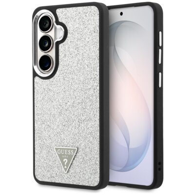 Etui GUESS Fixed Glitter Triangle MagSafe do Samsung Galaxy S26+ Srebrny