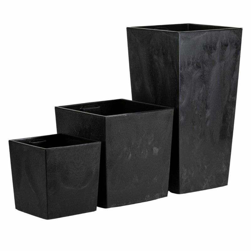 Zestaw dużych nowoczesnych donic Czarny beton 3 szt