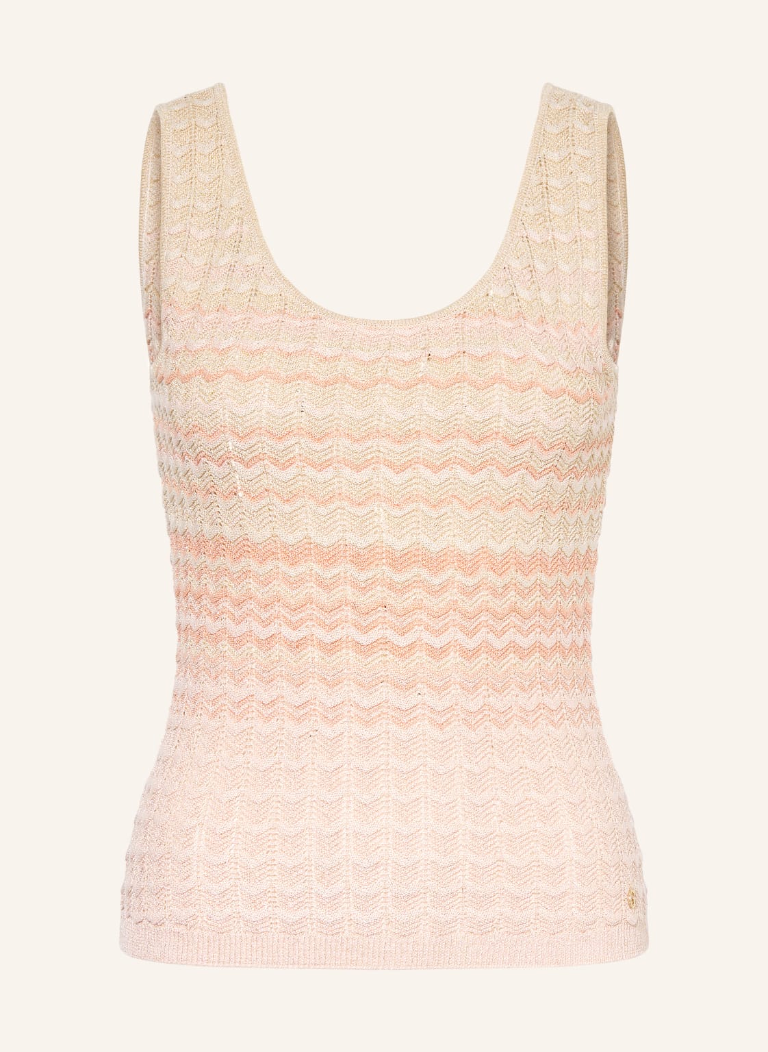 Guess Dzianinowy Top Rosalyn Z Błyszczącą Przędzą beige