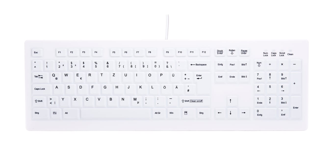 Contour Design Active Key AK-C8100 klawiatura Biuro RF Wireless Niemiecki Biały AK-C8100-W/GE