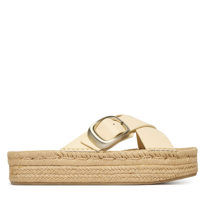 Espadryle Calvin Klein Flatf Espadrill Cross Lth Hdw HW0HW02892 Écru