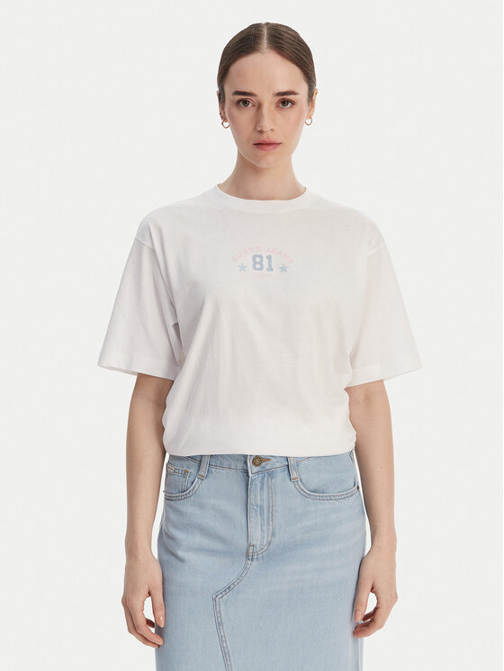 Guess Jeans T-Shirt W6RI20 K8HM0 Biały Oversize