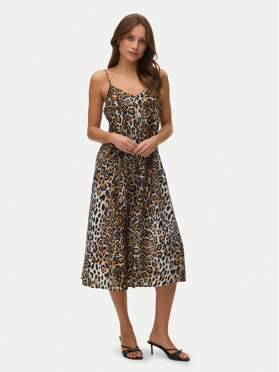 Vero Moda Sukienka letnia Josie 10303398 Brązowy Regular Fit