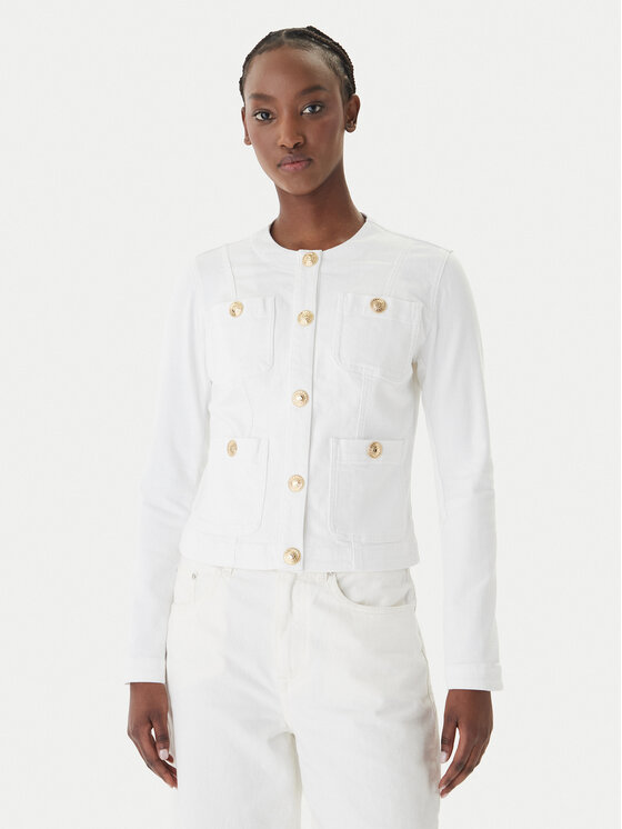 Liu Jo Kurtka jeansowa UA6260 D0275 Biały Regular Fit