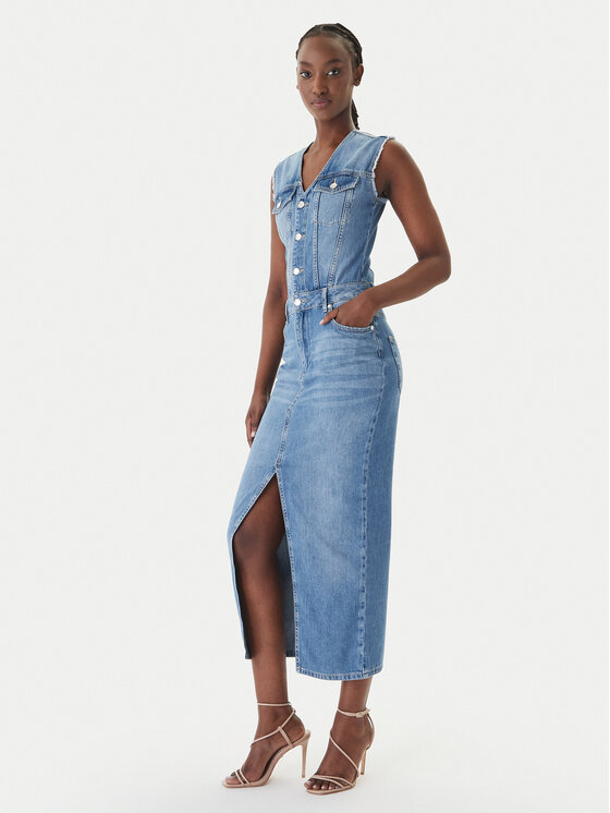 Liu Jo Sukienka jeansowa UA6123 D0309 Niebieski Regular Fit