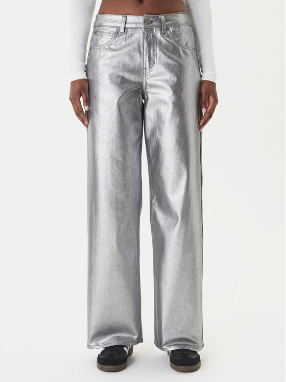 adidas Jeansy Firebird KD2922 Srebrny Loose Fit