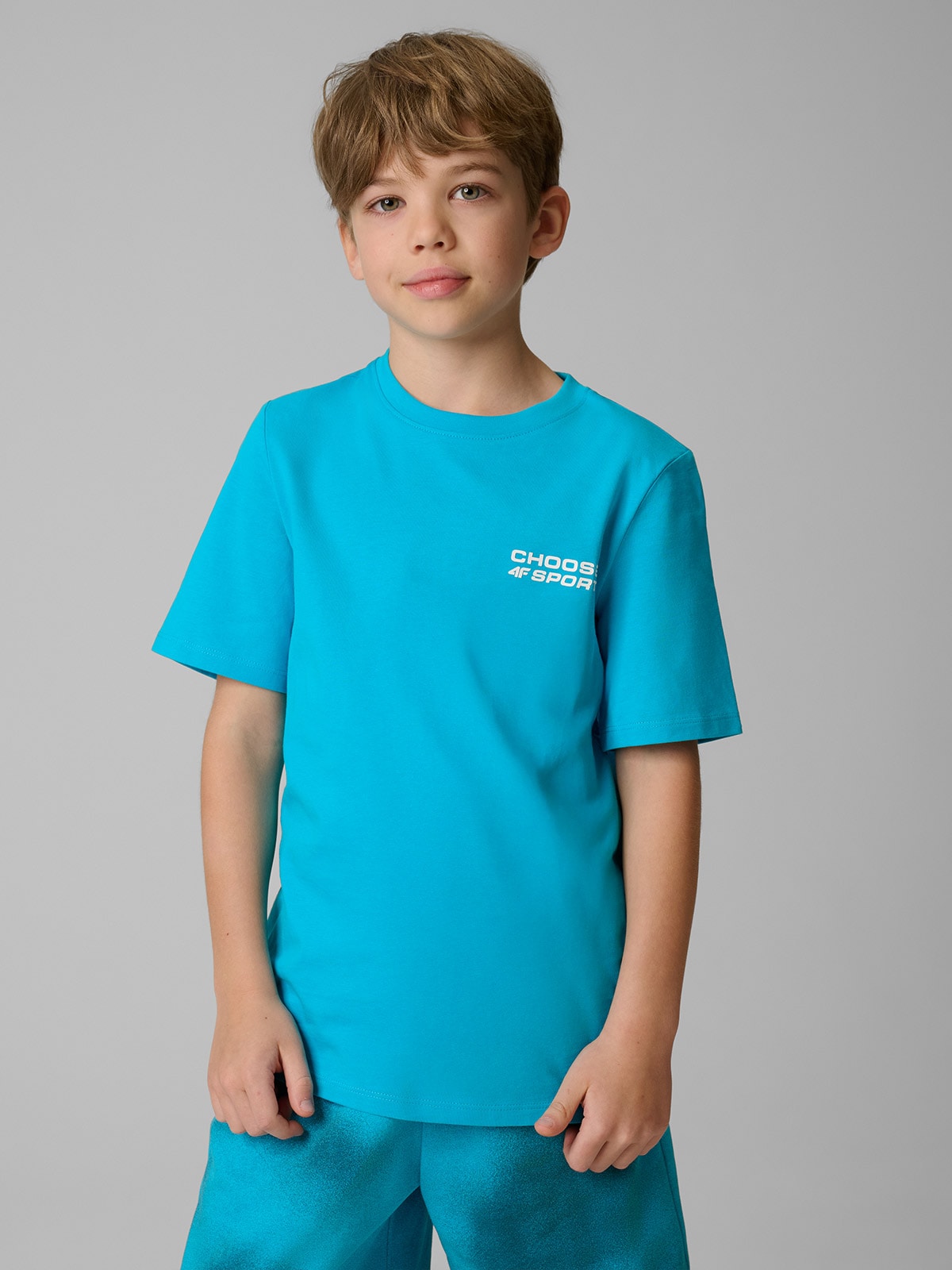 4F T-shirt regular z nadrukiem chłopięcy - niebieski 164 (13-14 lat)