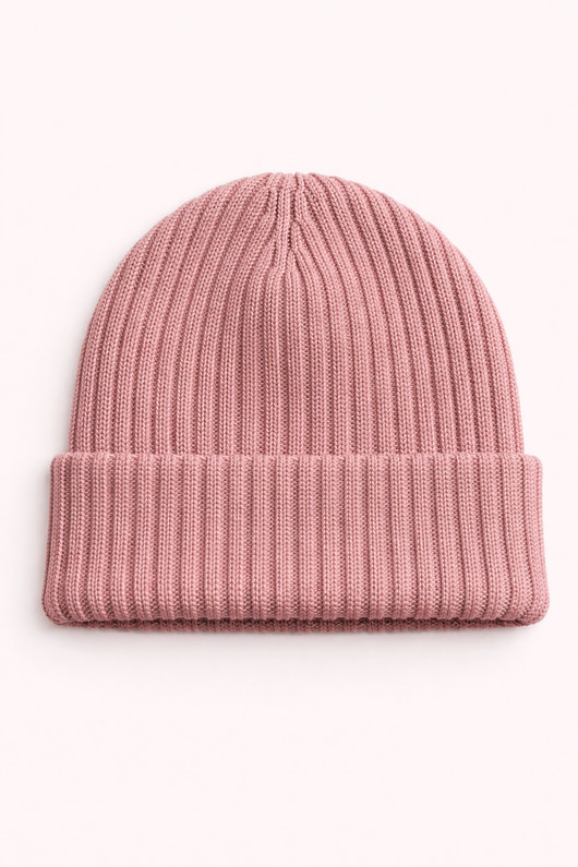 Czapka Simple merino różana