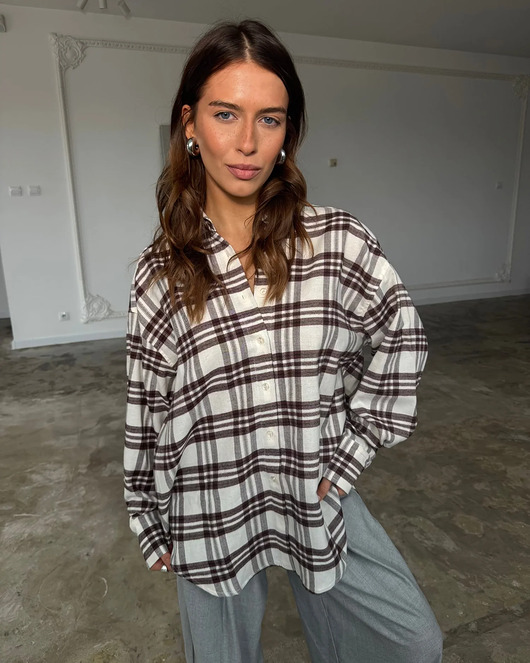 Koszula Sedated ecru & brown