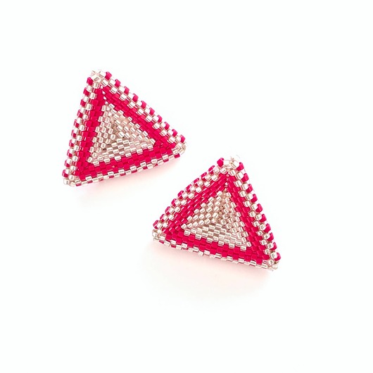 Kolczyki Trójkątne Sztyfty Różany Ogród