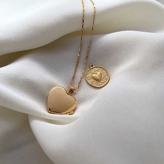 Naszyjnik srebrny pozłacany - Serce sekretnik/puzderko