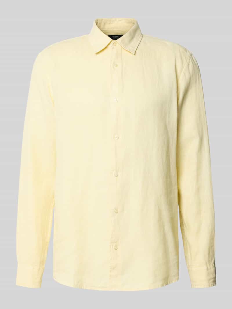 Koszula lniana z kołnierzykiem typu kent