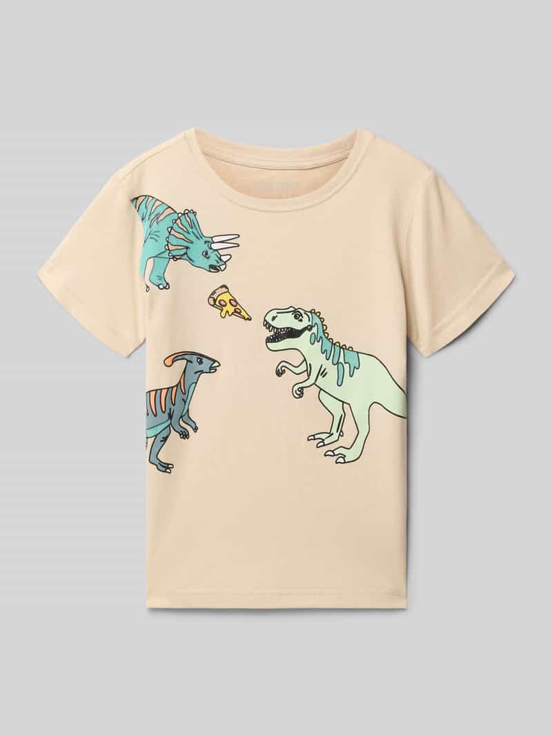 męski t-shirt w kroju regular fit z nadrukiem z motywem na całej powierzchni