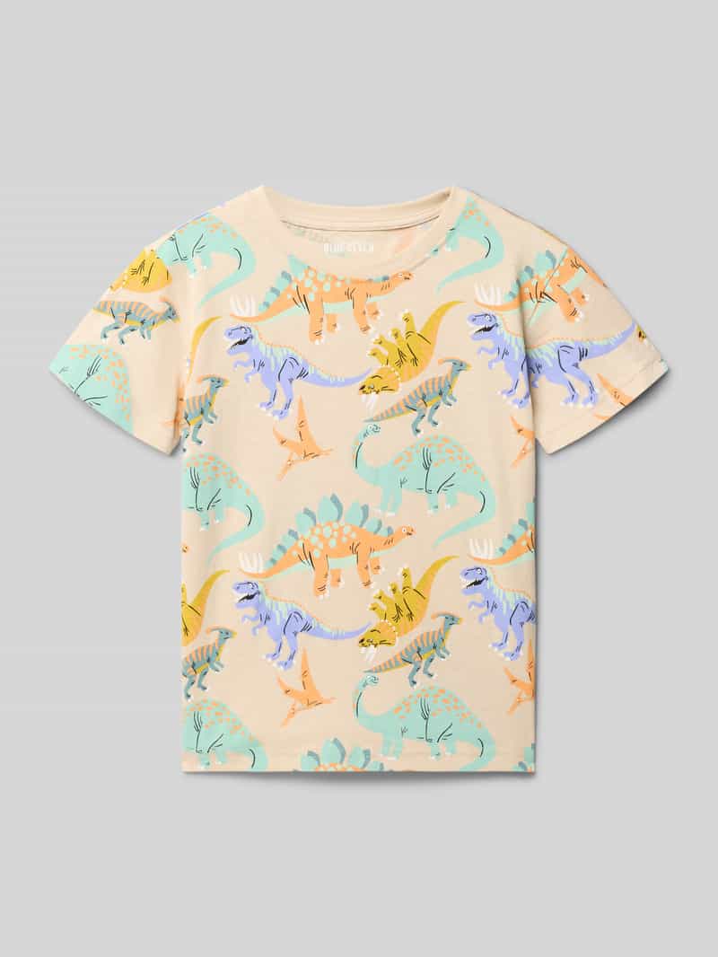 męski t-shirt w kroju regular fit z nadrukiem z motywem na całej powierzchni