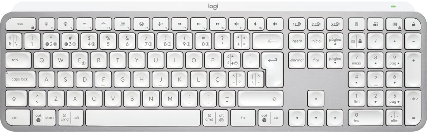 Logitech MX Keys S klawiatura Uniwersalne RF Wireless + Bluetooth Portugalski Aluminium, Biały 920-011580