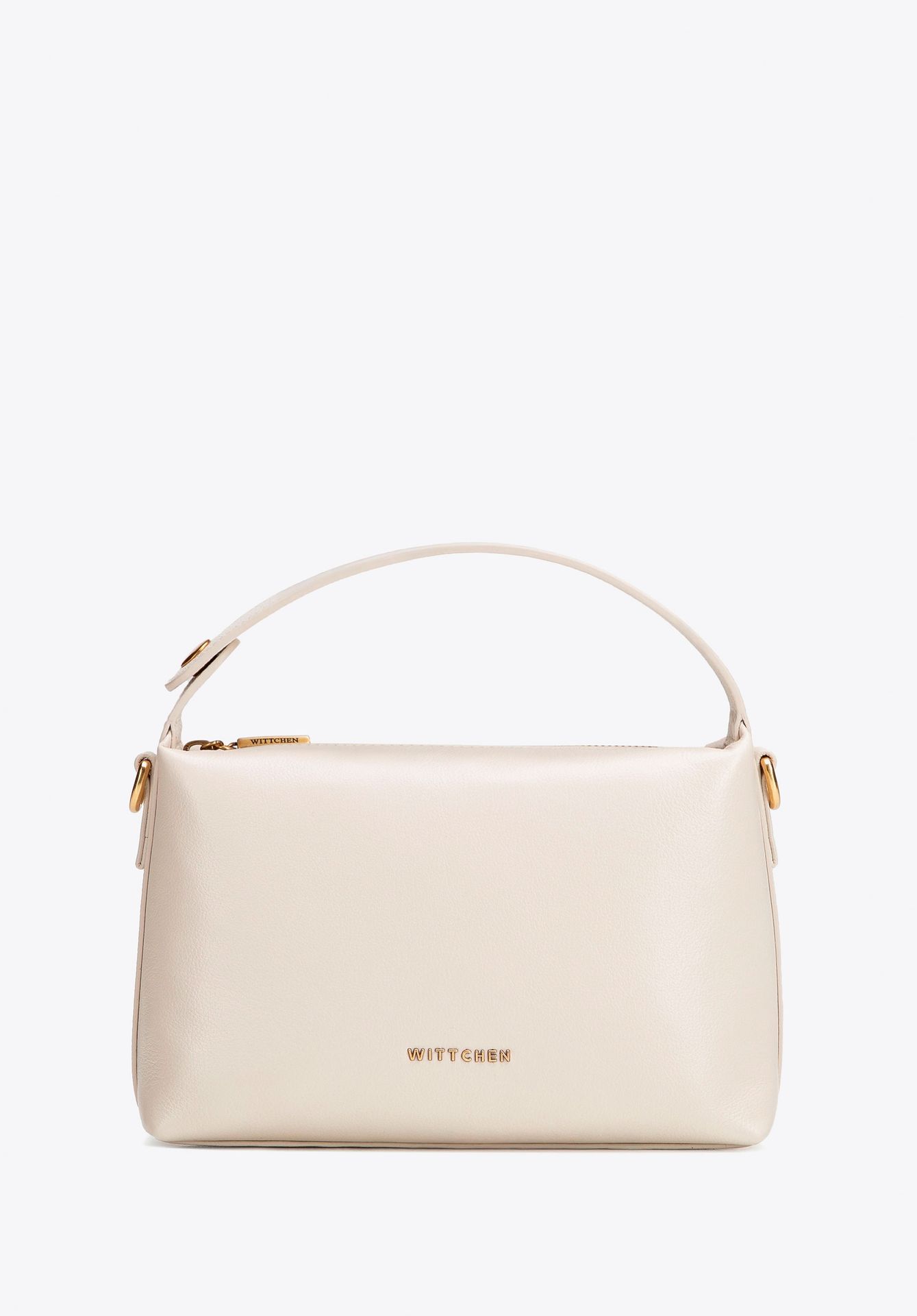 Damski minikuferek ze skóry naturalnej kremowy