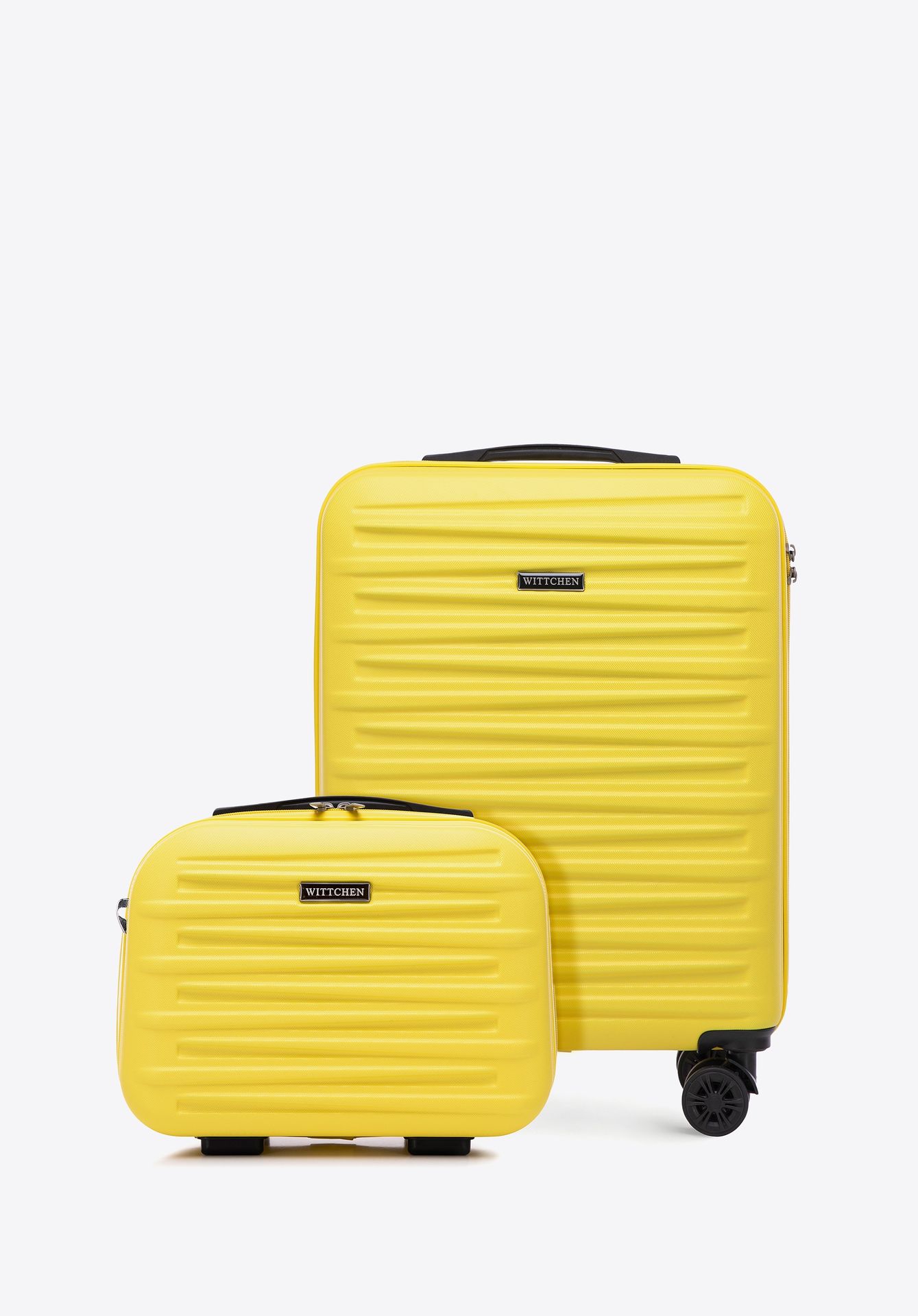 Zestaw walizki kabinowej i kosmetyczki z ABS-u żółty