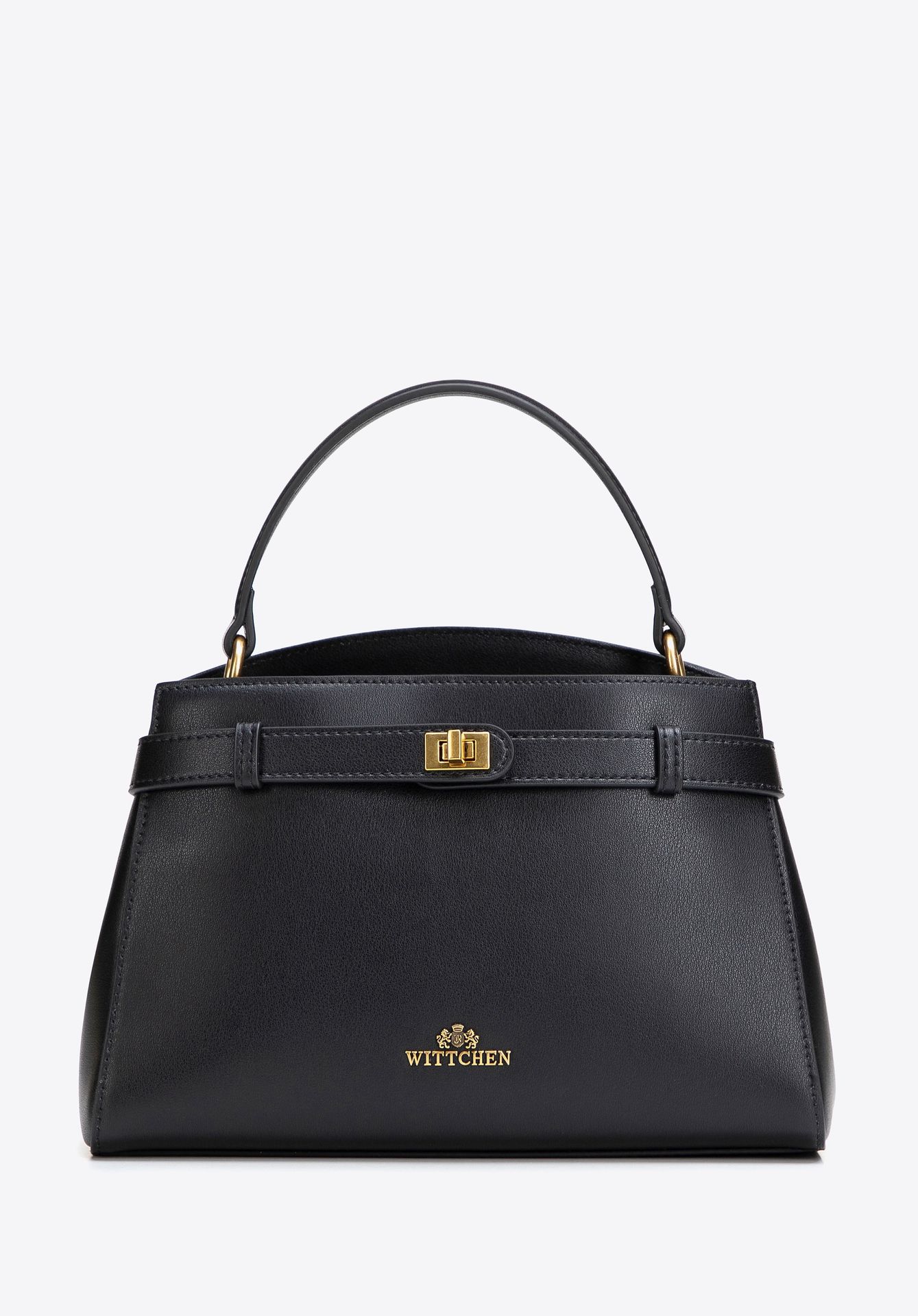 Elegancki kuferek ze skóry naturalnej mały czarny