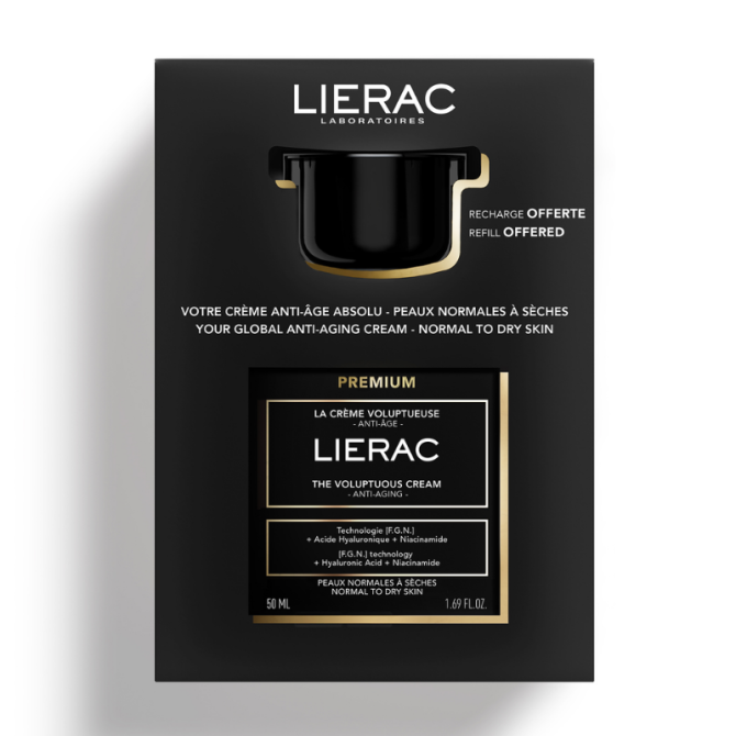 LIERAC PREMIUM KREM BOGATY + REFILL - 50+50ml