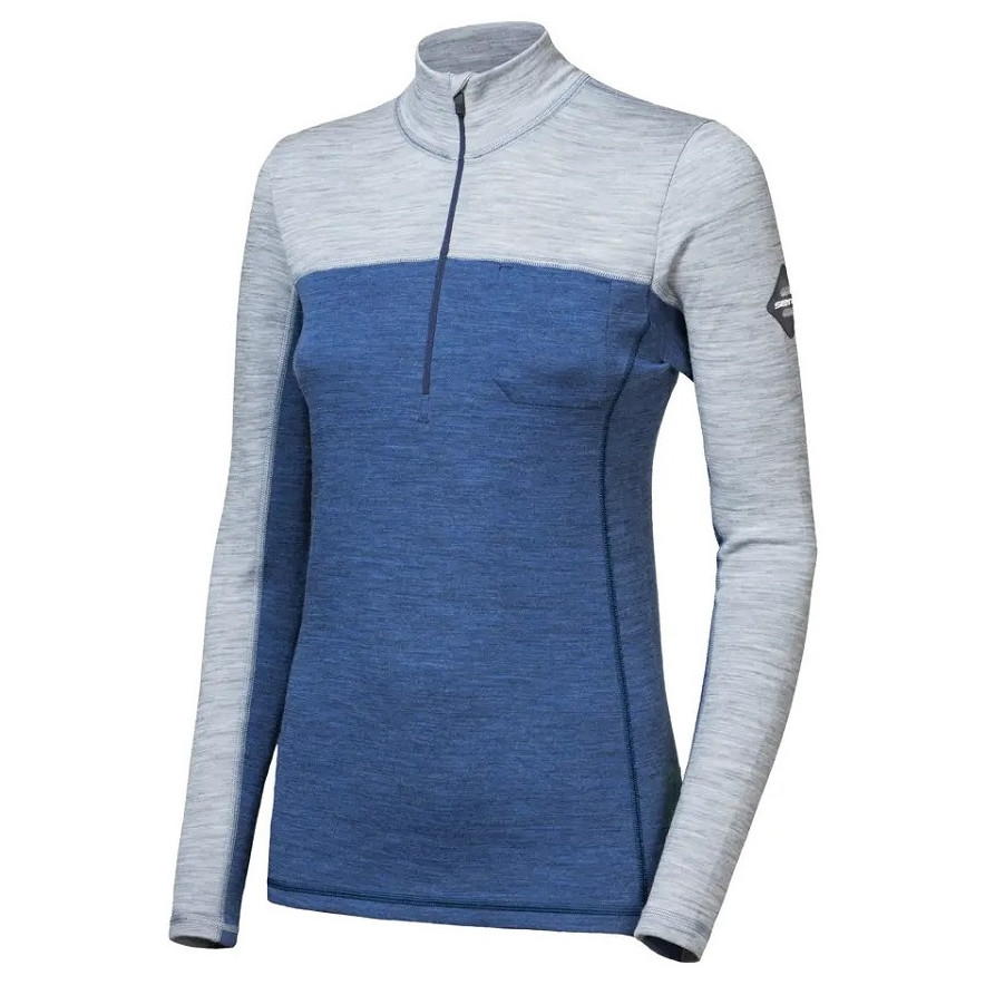 Damska koszulka Sensor Merino Bold dł. rękaw zip Rozmiar: XL / Kolor: niebieski/szary