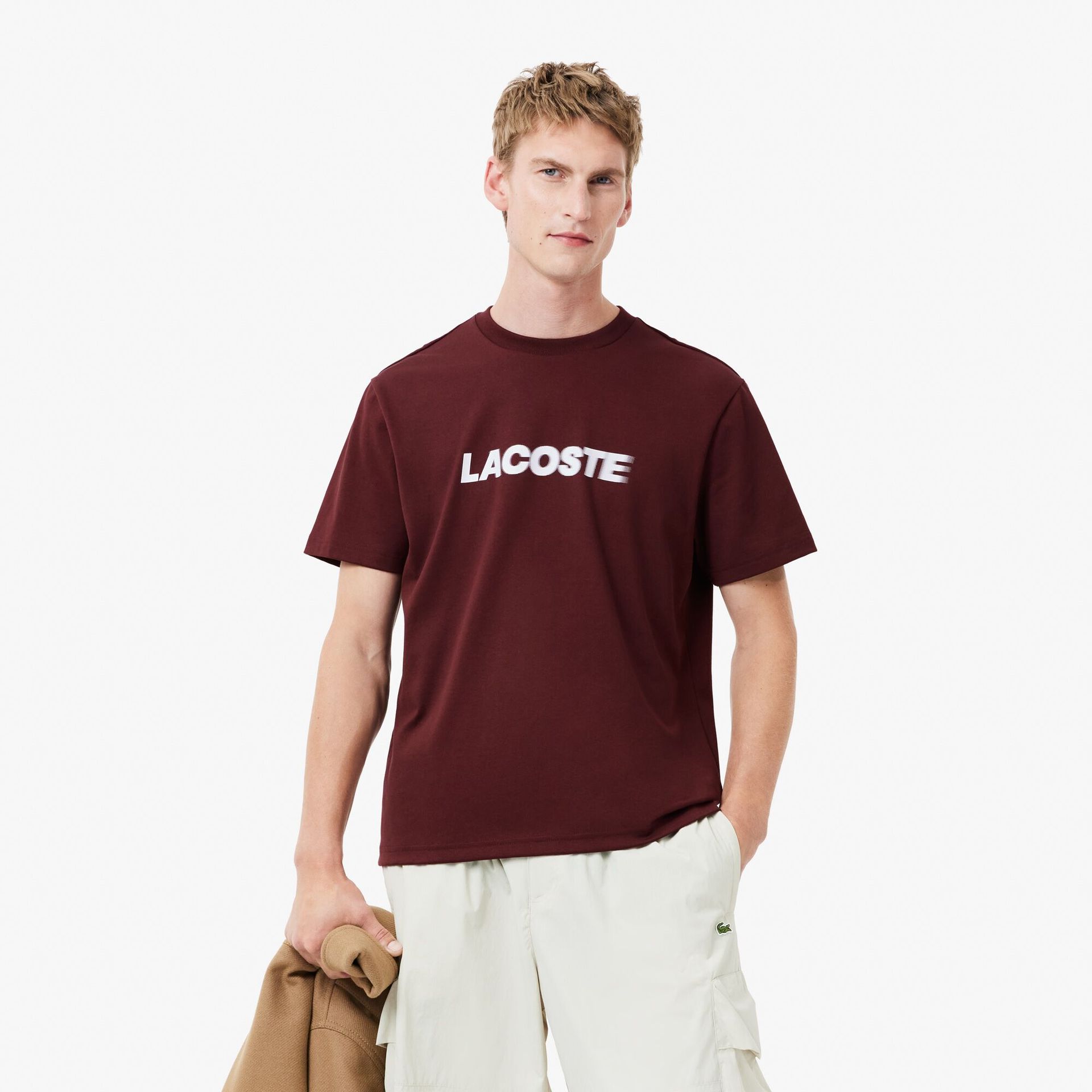 T-shirt z logo z grubej bawełny o klasycznym kroju