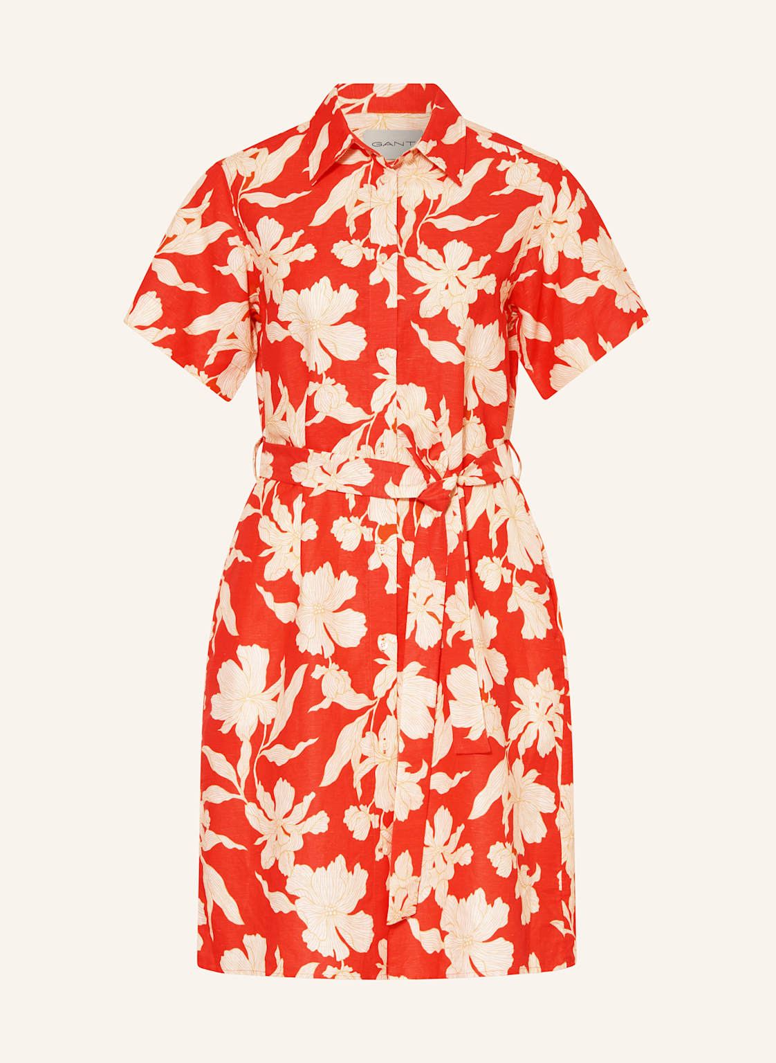 Gant Sukienka Koszulowa Z Lnu rot