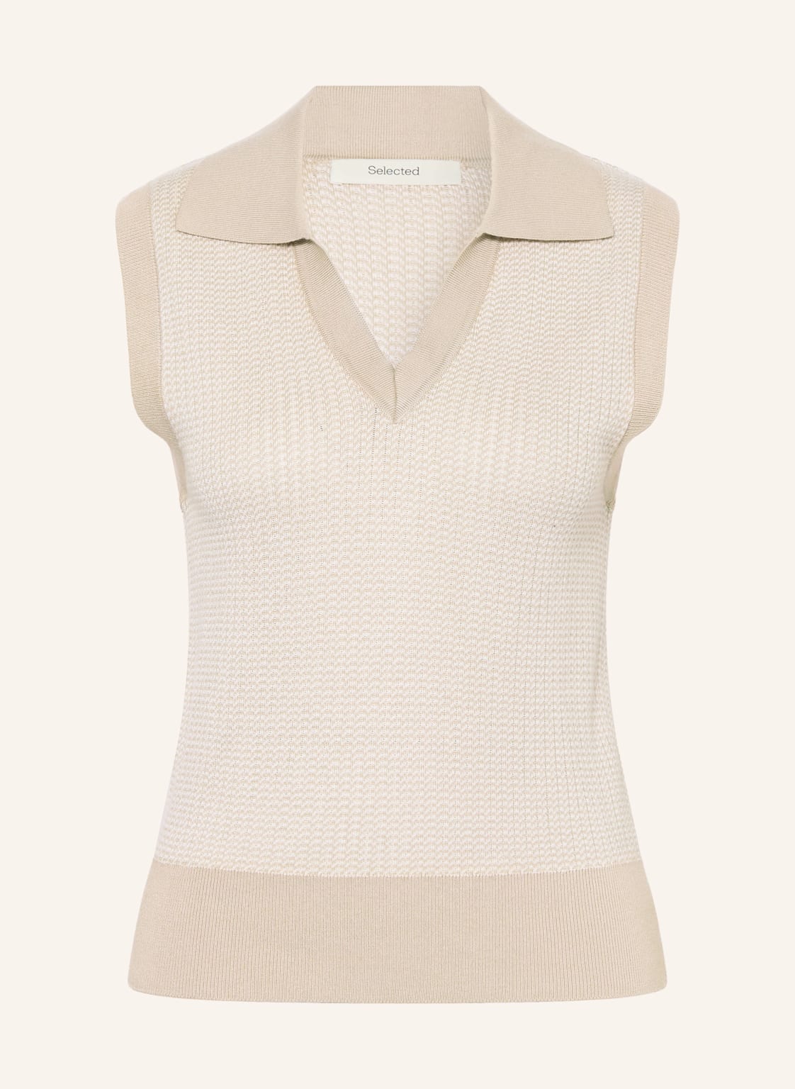 Selected Femme Dzianinowy Top beige
