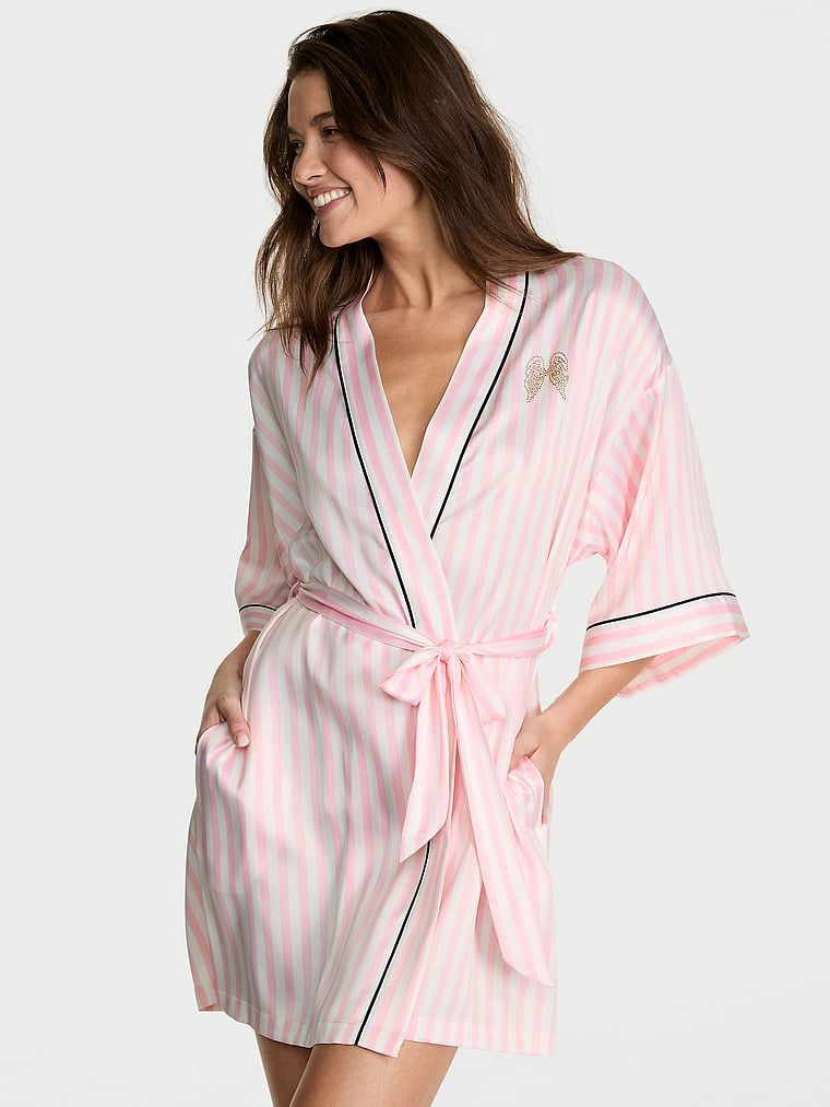 Victoria's Secret Szlafrok satynowy krótki Signature