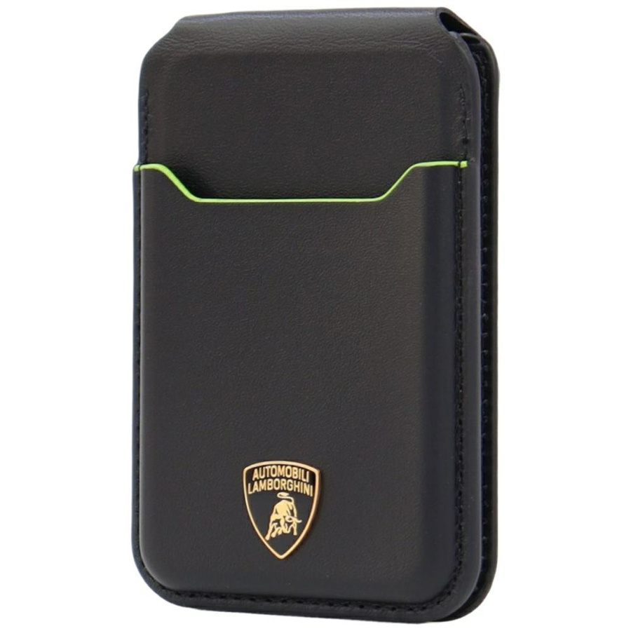 Magnetyczny portfel Lamborghini D1 Genuine Leather MagSafe Stojak na telefon zielony