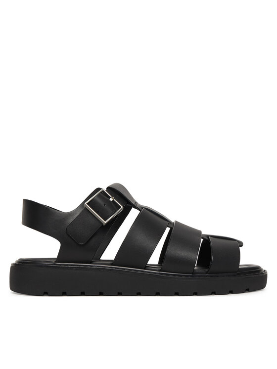 Calvin Klein Sandały Sq Molded Sndl Fisher Lth HW0HW02870 Czarny