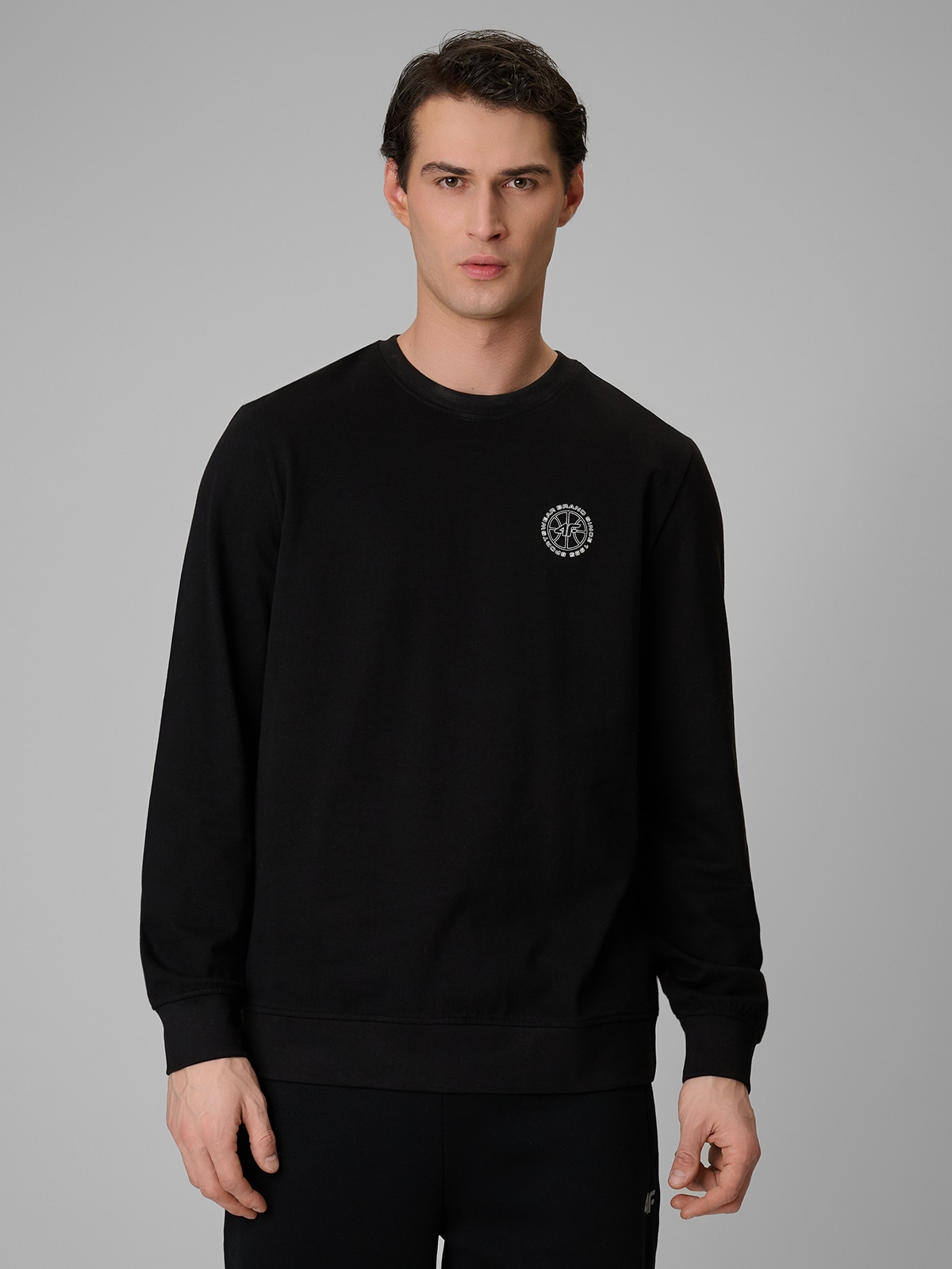 4F Longsleeve regular gładki męski - czarny XXL