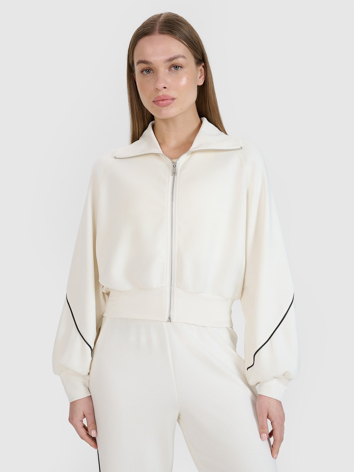 4F Bluza dresowa rozpinana bez kaptura damska 4F x Anna Lewandowska - biała M