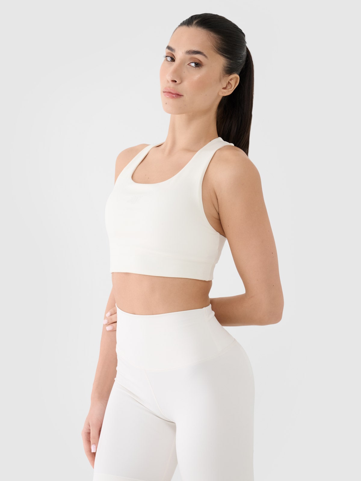 4F Biustonosz treningowy z niskim wsparciem damski - biały XL