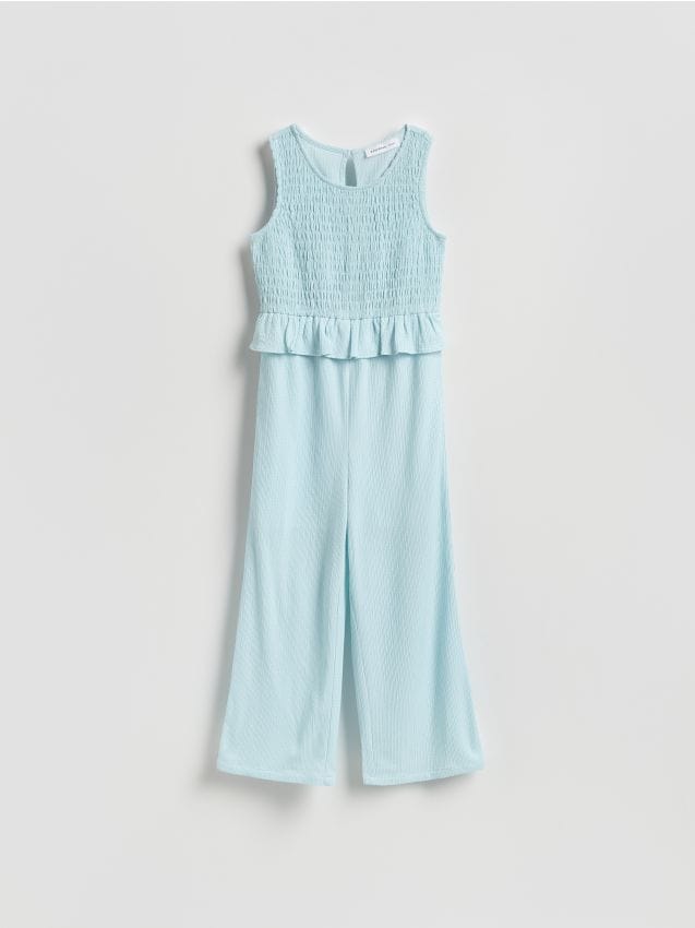 Reserved - Kombinezon z marszczonej tkaniny - jasnoniebieski