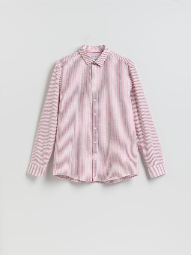 Reserved - Koszula regular fit w paski - czerwony