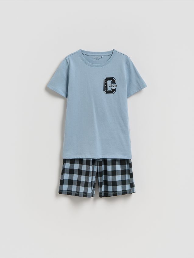 Reserved - Bawełniana piżama - jasnoniebieski