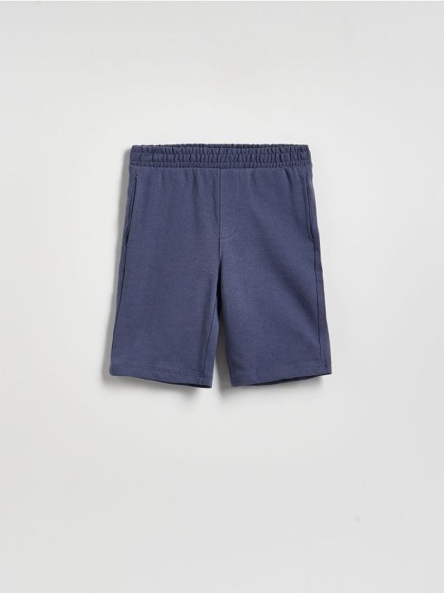 Reserved - Bawełniane szorty bermudy - granatowy