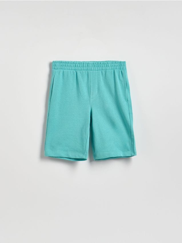 Reserved - Bawełniane szorty bermudy - miętowy