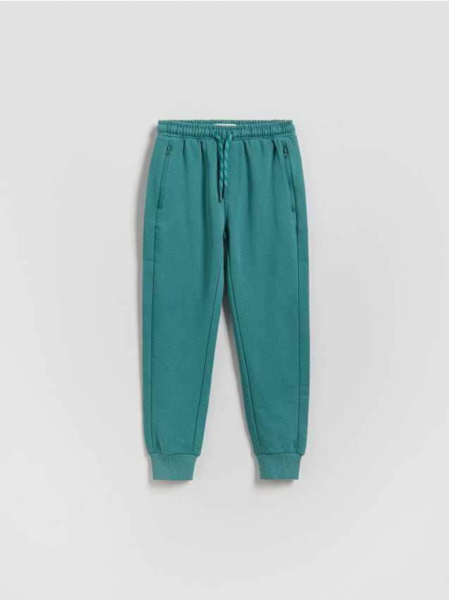 Reserved - Bawełniane joggery - morski