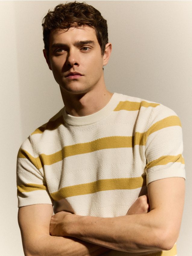 Reserved - Bawełniany sweter z krótkim rękawem - wielobarwny