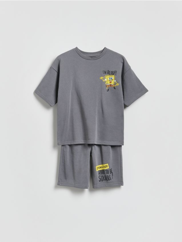Reserved - Bawełniany komplet SpongeBob - ciemnoszary