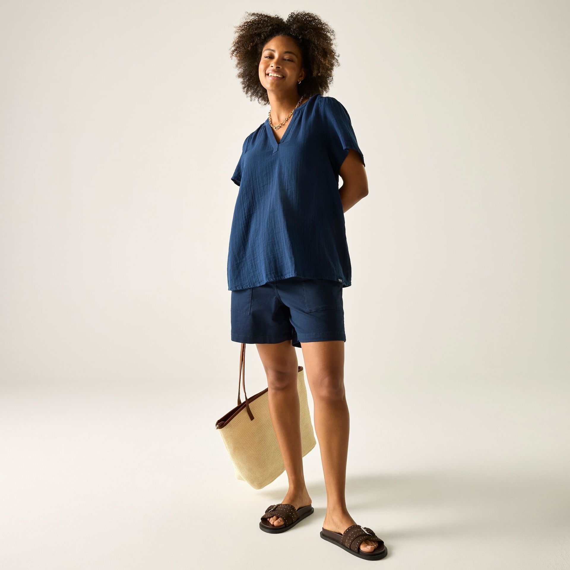 Regatta Bluzka damska Selen Niebieski, Cotton, Rozmiar: 38