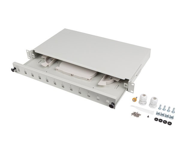 Lanberg Przełącznica światłowodowa 12XSC Simplex / 12XLC Duplex Rack 19'' 1U szara FOP1-12SS-LDS