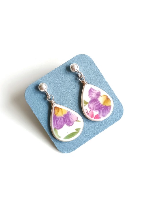 Kolczyki ceramiczne w kwiaty
