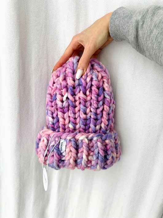 Gruba wełniana czapka beanie kolorowa ombre