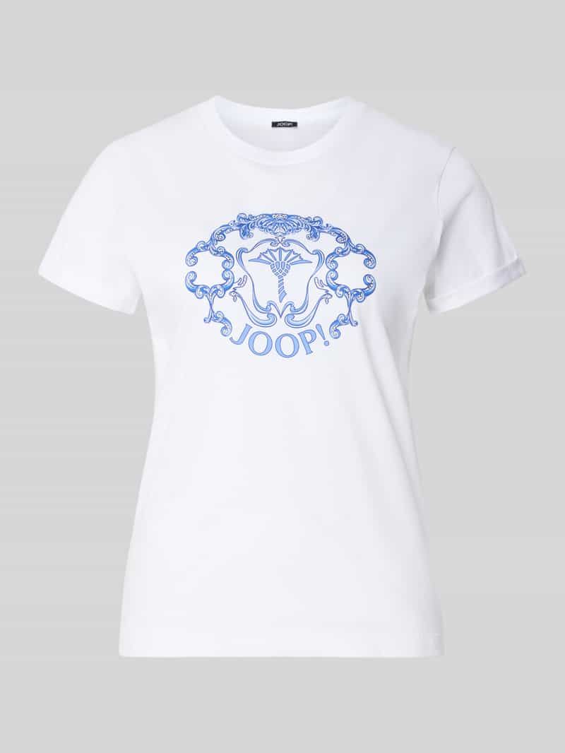 damski t-shirt o kroju regular fit z obszyciem z kamieni stras model 'Tulya'