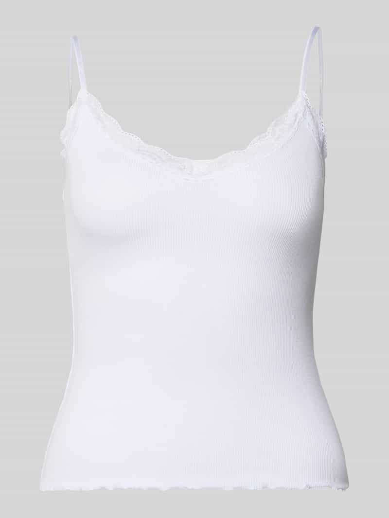 Top o kroju slim fit z mieszanki wiskozy z obszyciem koronką