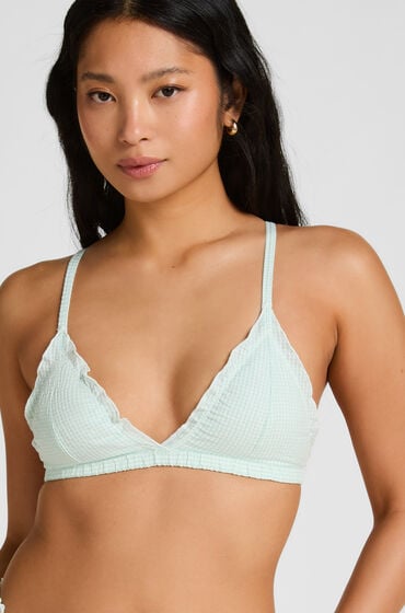 Hunkemöller Mia Bralette - Trójkątny Biustonosz z Falbankami Niebieski