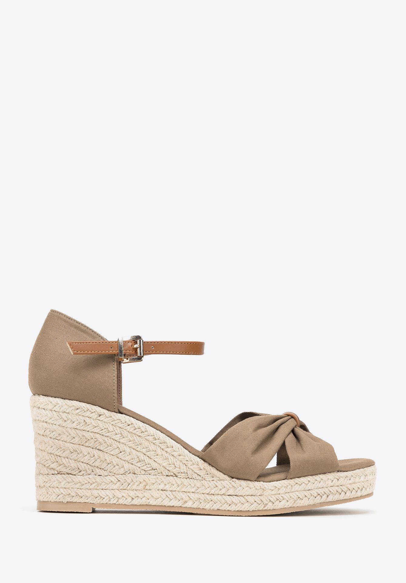 Damskie espadryle z kokardą z przodu khaki